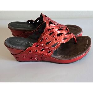 Donald Pliner Red Wedge Heel Sandals Sz 9 Shoes Womens Gustaf Leather